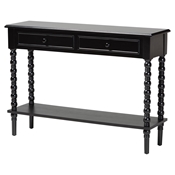 Baxton Studio Malinda Classic Black Wood 2-Drawer Console Table with Spindle Legs